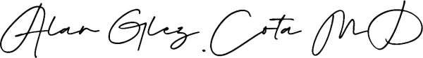 A handwritten signature that reads Alan Glez. Costa M.D. in cursive black ink on a white background.
