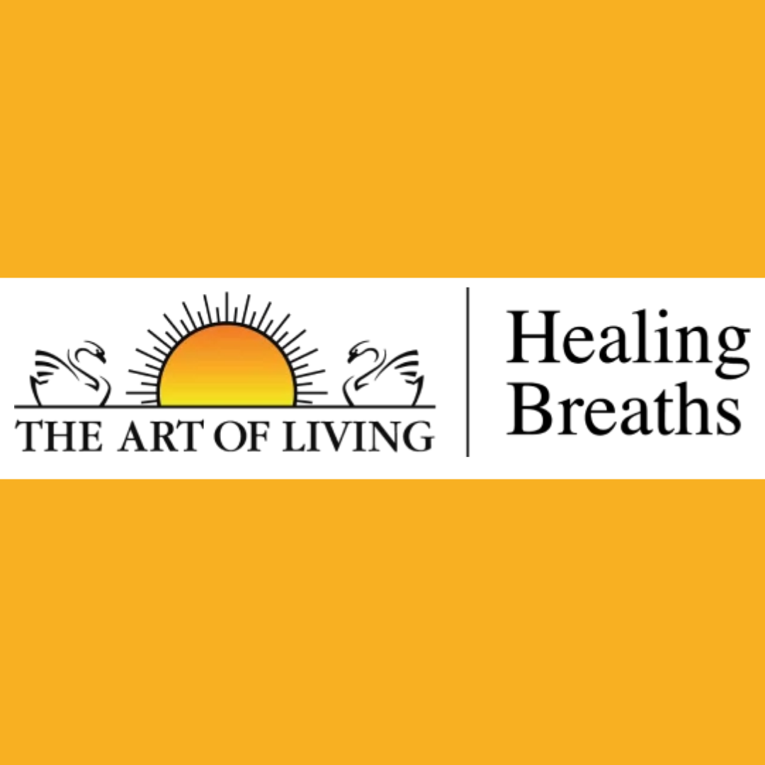 Logo for The Art of Living and Healing Breaths featuring an icon of a rising sun between two swans.